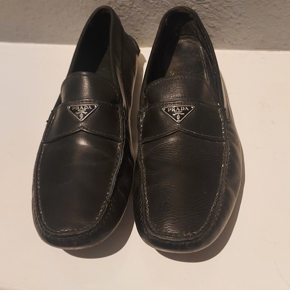 Prada Black Loafers Slip-On Minimalist Design